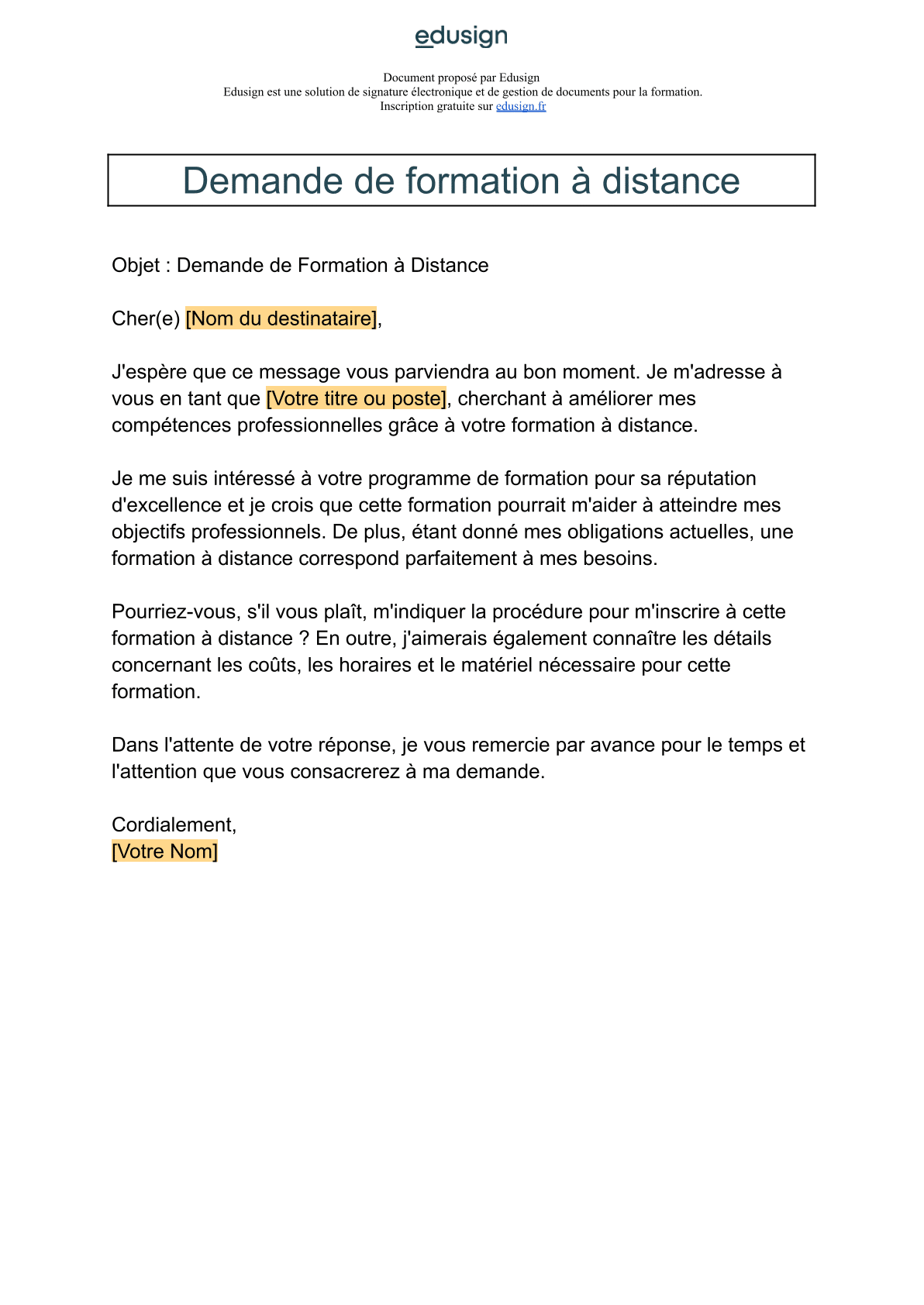 formation a distance